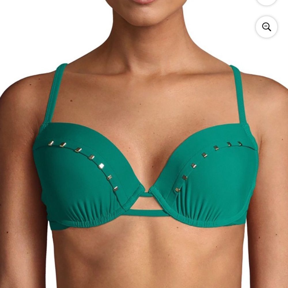 Time‎ and Tru Women's Green Stud Bikini Swimsuit Top NWT
